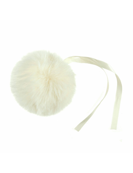 Pompon imitazione pelliccia 11 cm - Crema