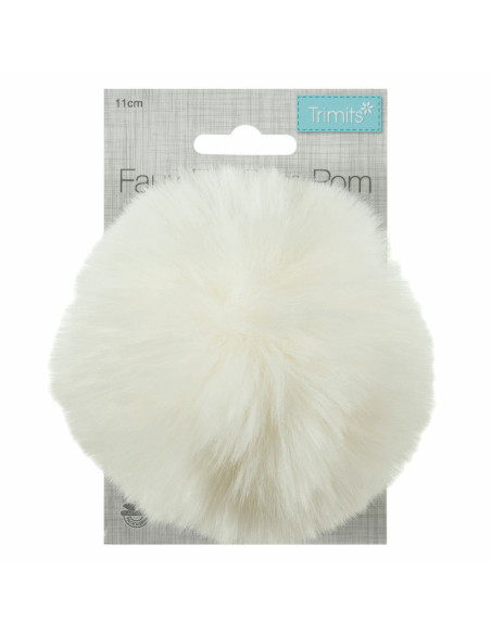 Pompon imitazione pelliccia 11 cm - Crema