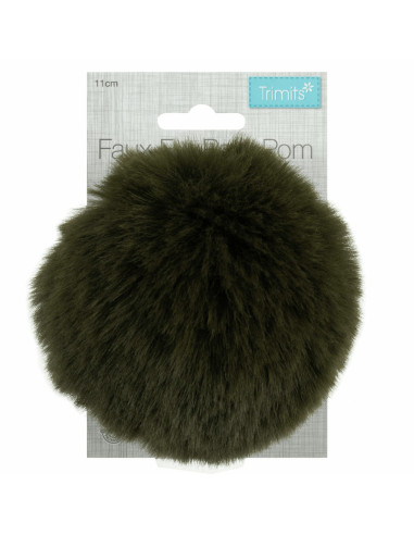 Pompon imitazione pelliccia 11 cm - Kaki