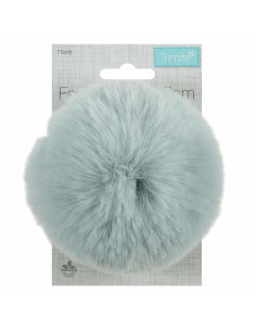 Pompon imitazione pelliccia 11 cm - Grigio blu 2