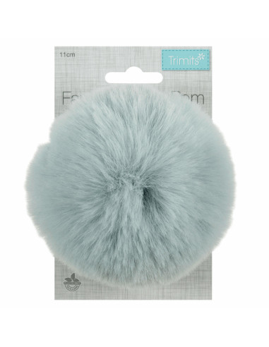 Pompon imitazione pelliccia 11 cm - Grigio blu