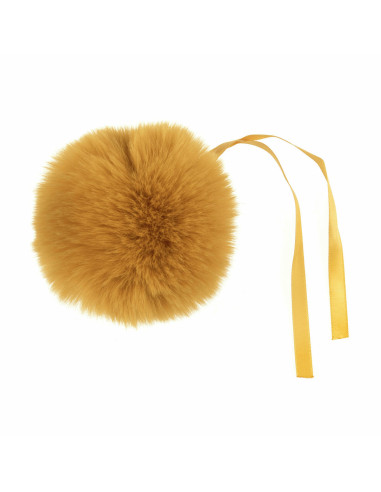 Pompon imitazione pelliccia 11 cm - Senape