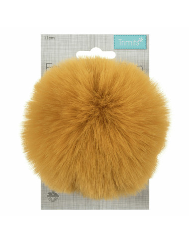 Pompon imitazione pelliccia 11 cm - Senape