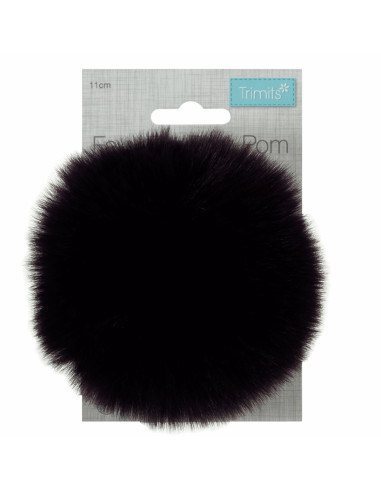 Pompon imitazione pelliccia 11 cm - Melanzana