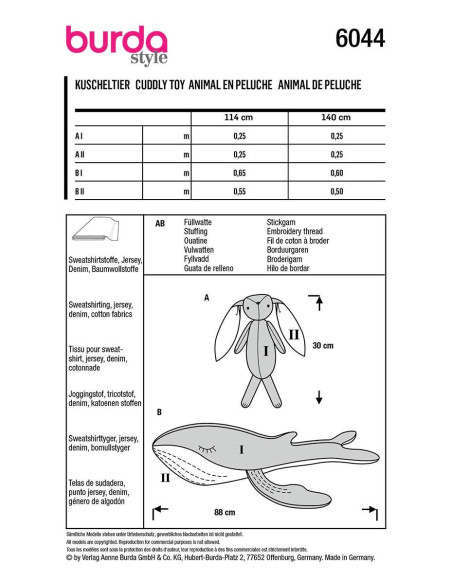 Modello di peluche - Burda 6044
