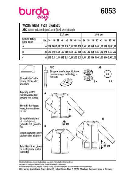 Modello di gilet - Burda 6053