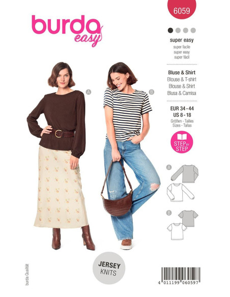 Modello di T-shirt e camicetta - Burda 6059