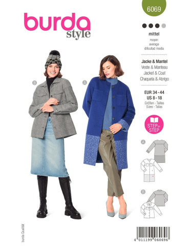 Modello di cappotto e giacca - Burda 6069