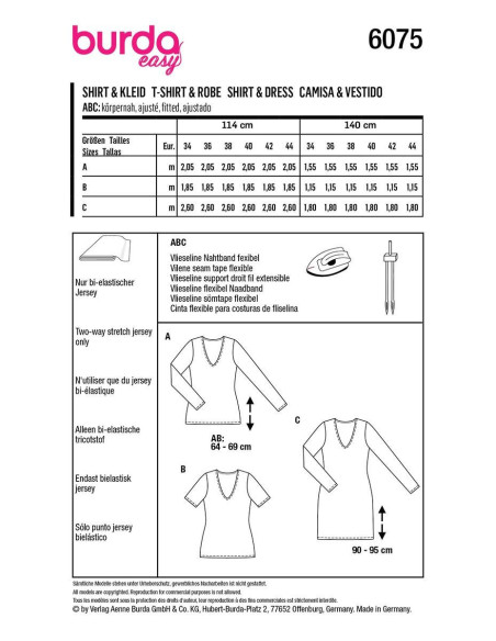 Modello di T-shirt e abito - Burda 6075