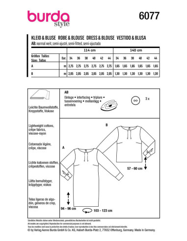 Modello di abito e camicetta - Burda 6077
