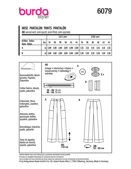 Modello di pantaloni - Burda 6079
