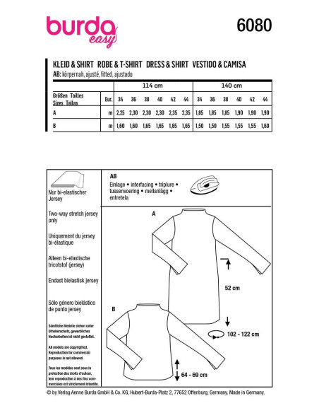 Modello di abito e T-shirt - Burda 6080