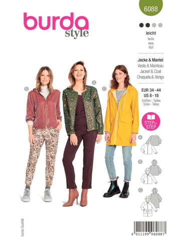 Modello di giacca e cappotto - Burda 6088