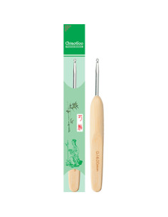 Uncinetto in metallo con manico in bambù ergonomico Chiaogoo