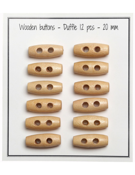 Set di 12 bottoni a cilindro in legno chiaro 20 mm