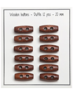 Set di 12 bottoni a cilindro in legno marrone chiaro 20 mm