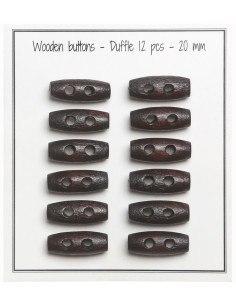 Set di 12 bottoni a cilindro in legno marrone scuro 20 mm