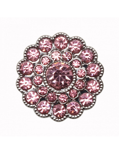 Set di 4 bottoni Strass 17 mm - Rosa