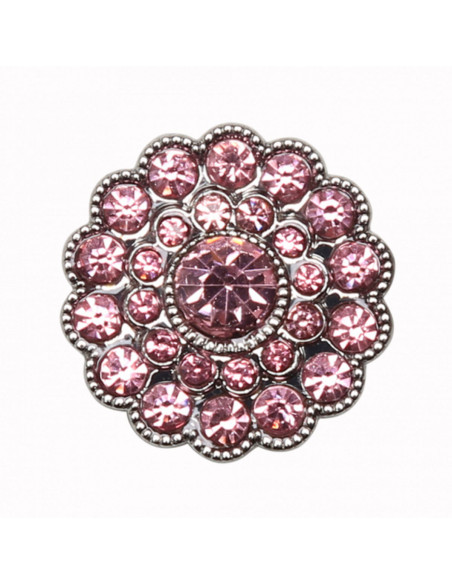 Set di 4 bottoni Strass 17 mm - Rosa