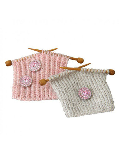 Set di 4 bottoni Strass 17 mm - Rosa