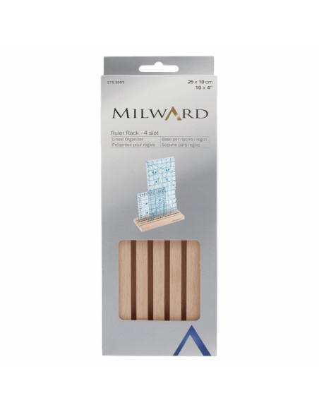 Cassetta in legno con 4 scomparti per righelli patchwork