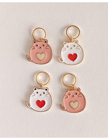 Set di 4 anelli marcapunti - Gatti cuori