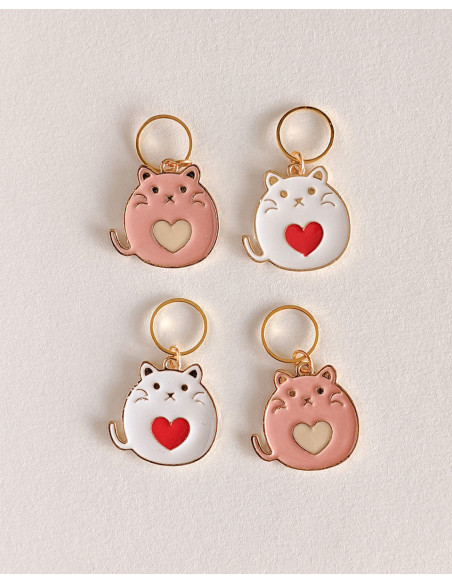 Set di 4 anelli marcapunti - Gatti cuori