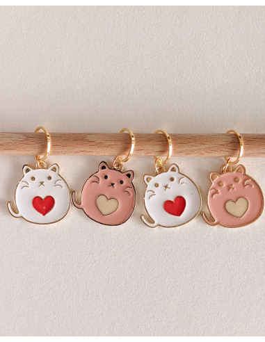 Set di 4 anelli marcapunti - Gatti cuori