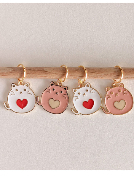 Set di 4 anelli marcapunti - Gatti cuori