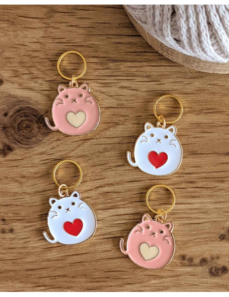 Set di 4 anelli marcapunti - Gatti cuori