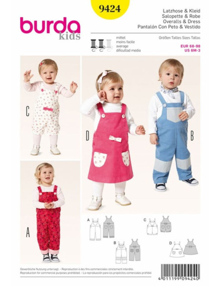 Modello di salopette e abito - Burda 9424