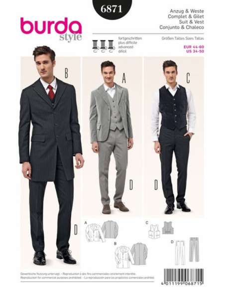 Modello di completo e gilet - Burda 6871