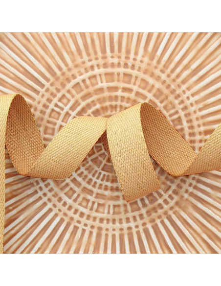 Cinghia in poliestere lurex effetto cotone - Beige scuro e oro