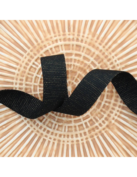 Cinghia in poliestere lurex effetto cotone - Nero e oro