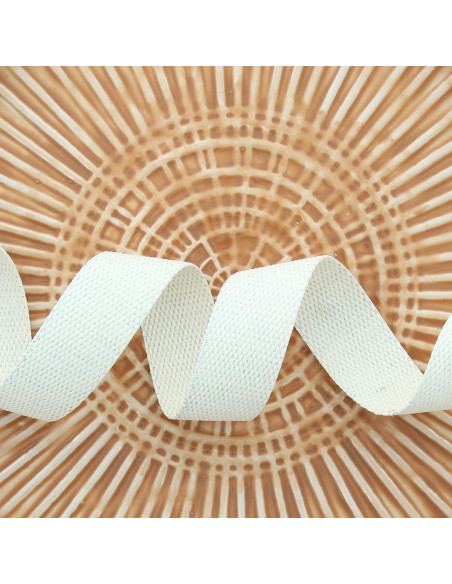 Cinghia in poliestere lurex effetto cotone - Crema e argento