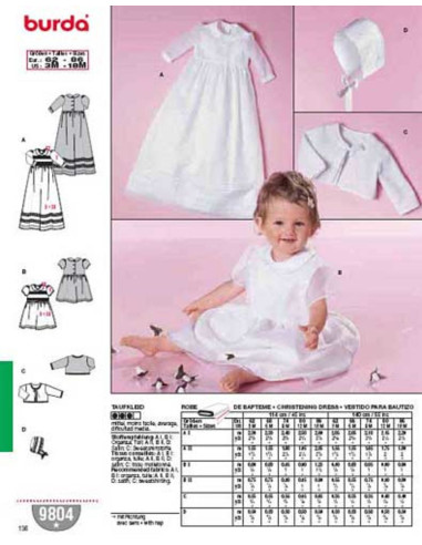 Modello di abito da battesimo - Burda 9804