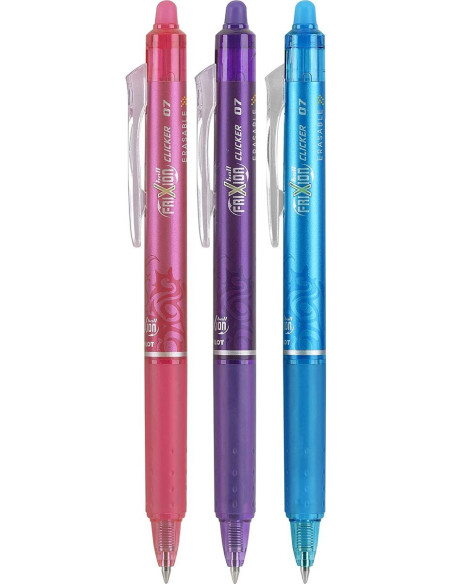 Set di 3 penne roller Pilot FriXion Ball Clicker - Fucsia, viola e turchese
