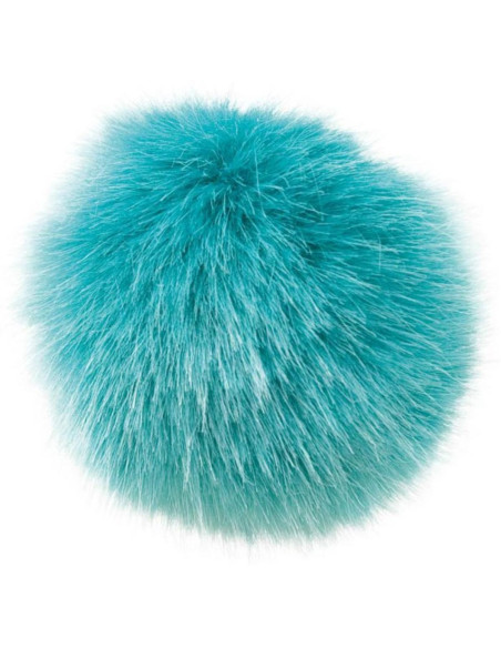 Pompon imitazione pelliccia 10 cm - Blu petrolio