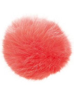 Pompon imitazione pelliccia 10 cm - Corallo
