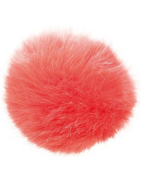 Pompon imitazione pelliccia 10 cm - Corallo