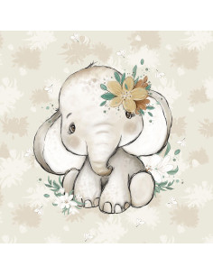 Pannello tessuto felpa leggera 40 cm x 50 cm - Elefante africano