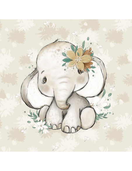 Pannello tessuto felpa leggera 40 cm x 50 cm - Elefante africano