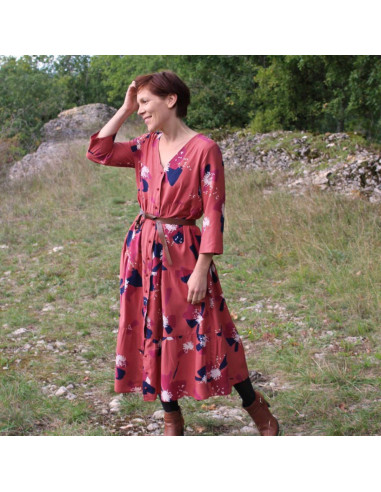 Tessuto popeline di viscosa Anémona terracotta - Églantine & Zoé