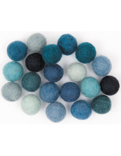 Palline in feltro - Misto blu