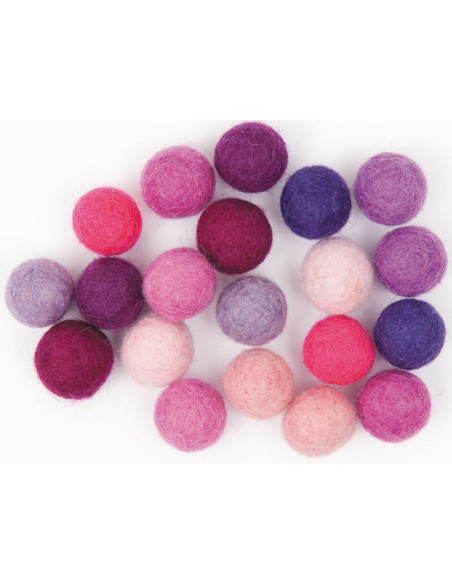 Palline in feltro - Misto rosa e viola