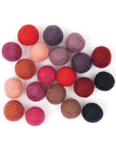 Palline in feltro - Misto rosso