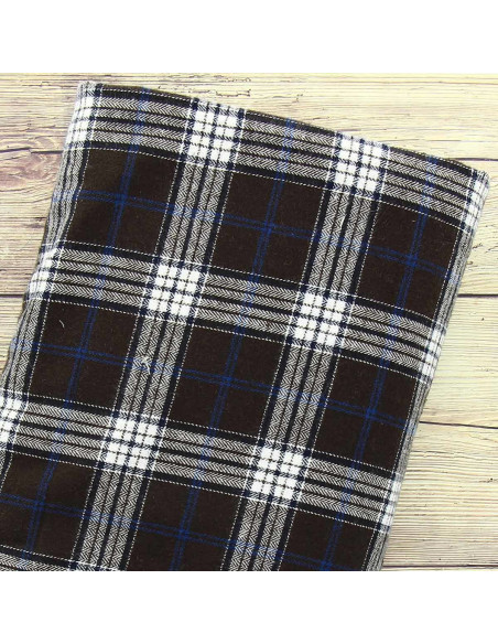 Tessuti in flanella tartan scozzese - Marrone, blu e bianco