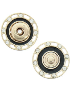 Bottone a pressione con strass - Oro e nero