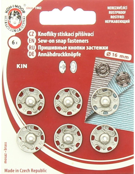 Bottoni a pressione in metallo 16 mm - Argento