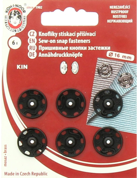 Bottoni a pressione in metallo 16 mm - Nero